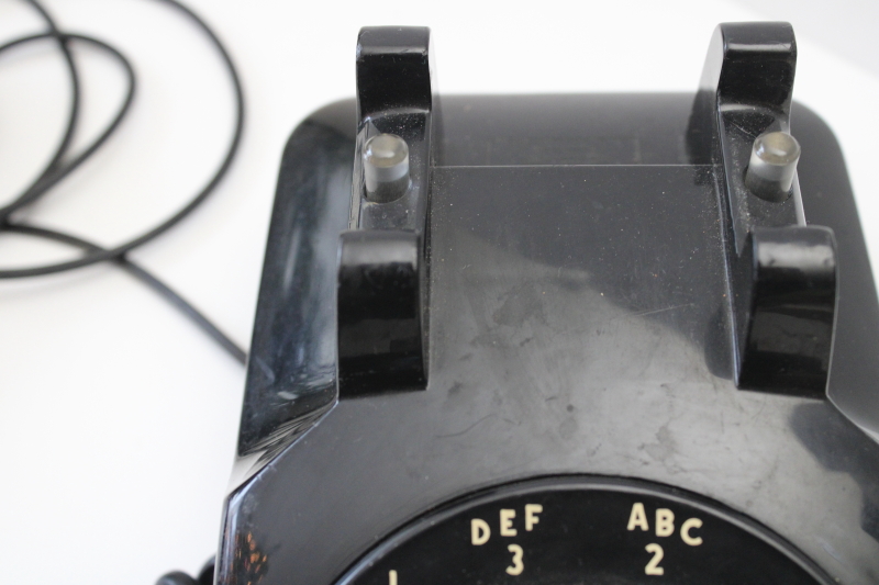 photo of vintage rotary dial phone, 1960s Western Electric telephone model GA 51859 classic black #6