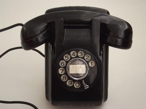 photo of vintage rotary dial phone, deco bakelite telephone with bell ringer #1