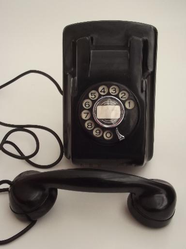 photo of vintage rotary dial phone, deco bakelite telephone with bell ringer #4