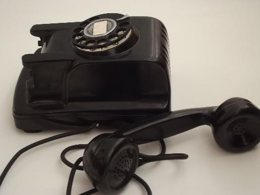 photo of vintage rotary dial phone, deco bakelite telephone with bell ringer #5