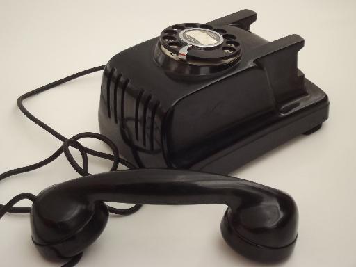 photo of vintage rotary dial phone, deco bakelite telephone with bell ringer #6