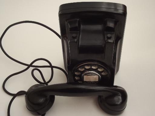 photo of vintage rotary dial phone, deco bakelite telephone with bell ringer #7
