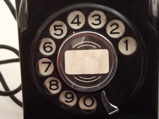 photo of vintage rotary dial phone, deco bakelite telephone with bell ringer #8
