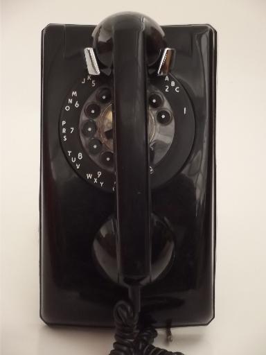 photo of vintage rotary dial phone, mid century Stromberg-Carlson wall phone with bell #3