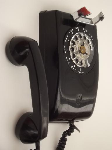 photo of vintage rotary dial phone, mid century Stromberg-Carlson wall phone with bell #4