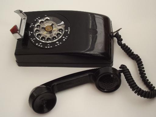 photo of vintage rotary dial phone, mid century Stromberg-Carlson wall phone with bell #5