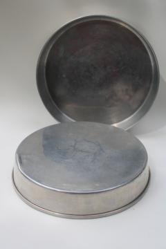 catalog photo of vintage round aluminum cake baking pans, Swans Down flour advertising premium