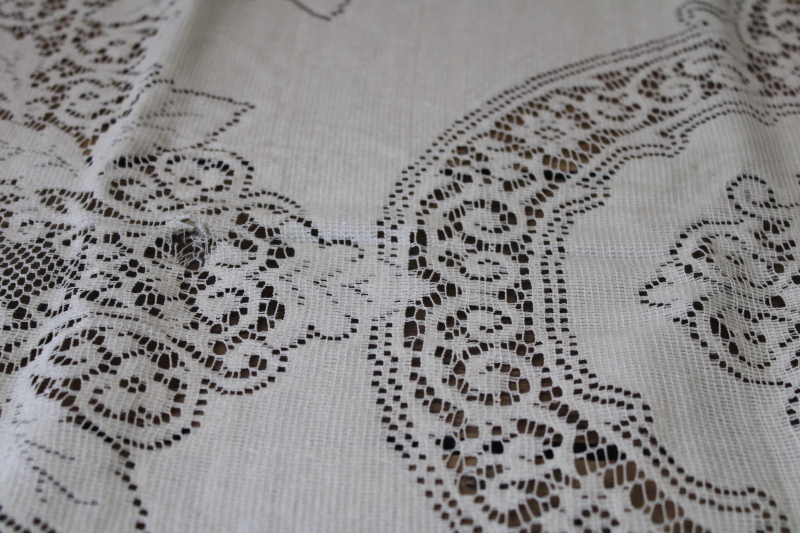 photo of vintage round lace tablecloth, ivory lace table cover French country cottage chic #4