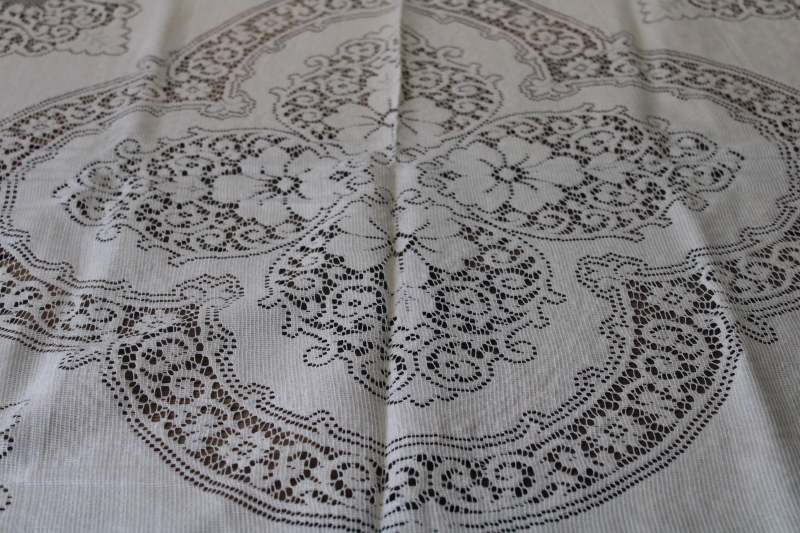 photo of vintage round lace tablecloth, ivory lace table cover French country cottage chic #5