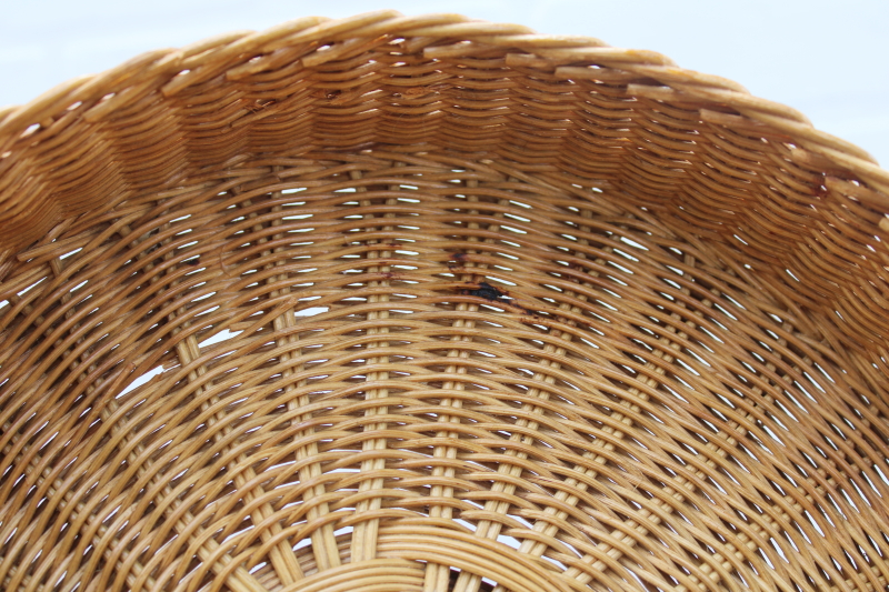 photo of vintage round wicker hat box or sewing basket, natural color neutral decor decorative storage #8