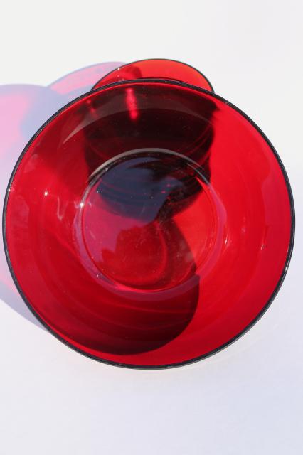 photo of vintage royal ruby red glass bowls, salad set or popcorn / snack dishes #3