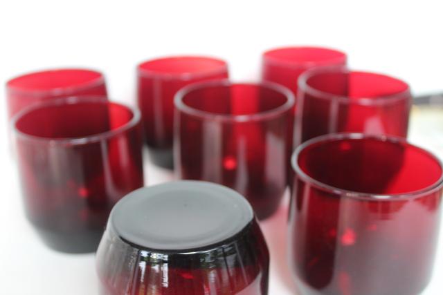 photo of vintage royal ruby red glass lowball or old fashioned glasses, set of 8 tumblers #2