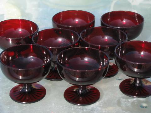 photo of vintage royal ruby red glass, set of 8 ice cream or dessert dishes #1