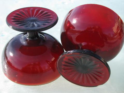 photo of vintage royal ruby red glass, set of 8 ice cream or dessert dishes #3