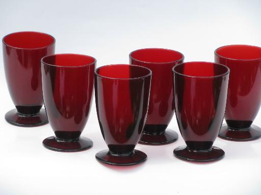 photo of vintage royal ruby red glass, set of eight footed tumblers #1