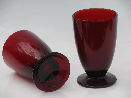 photo of vintage royal ruby red glass, set of eight footed tumblers #2