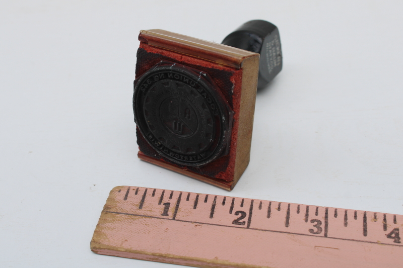 photo of vintage rubber stamp seal International Union Allied Industrial Workers of America #342 Wisconsin #1
