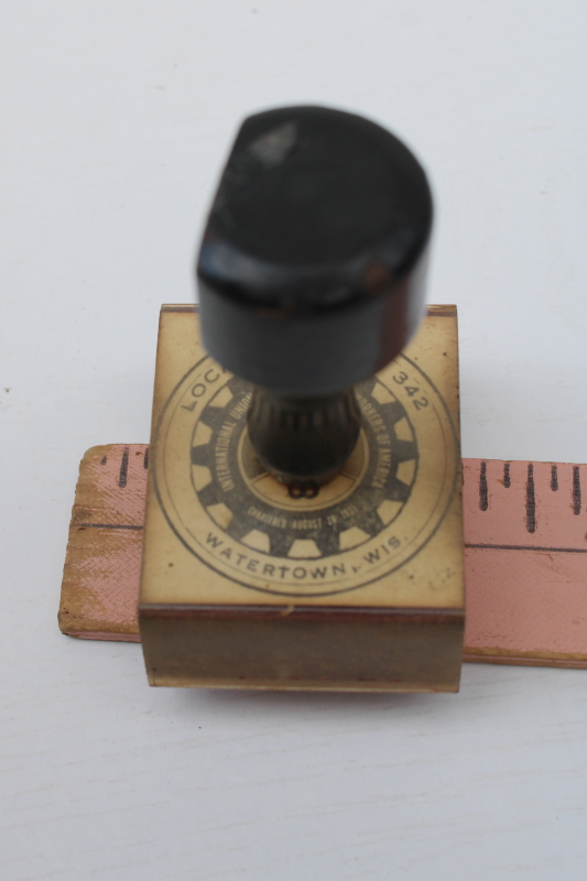 photo of vintage rubber stamp seal International Union Allied Industrial Workers of America #342 Wisconsin  #3