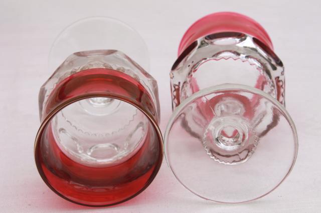 photo of vintage ruby flashed King's Crown pattern glass stemware, set of 12 water glasses #5