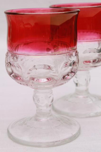 photo of vintage ruby flashed King's Crown pattern glass stemware, set of 12 wine glasses #2