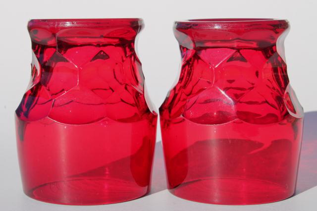 photo of vintage ruby red Georgian pattern glass tumblers drinking glasses #2