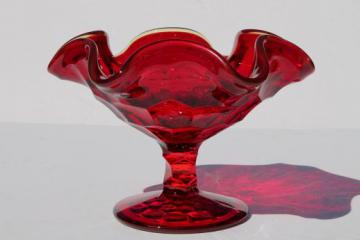 catalog photo of vintage ruby red Viking glass Georgian compote bowl or candy dish