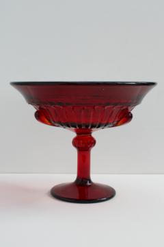 catalog photo of vintage ruby red elegant glass compote, Paden City glass Nerva pattern