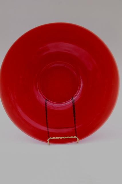 photo of vintage ruby red glass cake plate or relish tray, French kitchen glass? #3