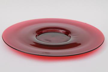 catalog photo of vintage ruby red glass cake plate or relish tray, French kitchen glass?