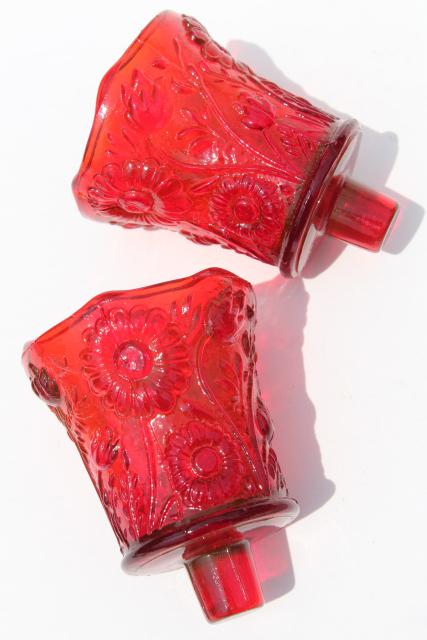 photo of vintage ruby red glass candle cups, Homco Home Interiors votive or tea light holders #1