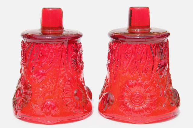 photo of vintage ruby red glass candle cups, Homco Home Interiors votive or tea light holders #4