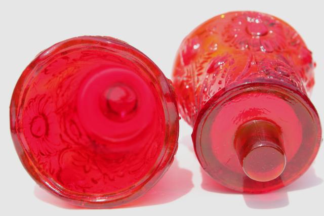 photo of vintage ruby red glass candle cups, Homco Home Interiors votive or tea light holders #5