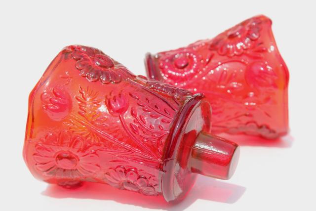 photo of vintage ruby red glass candle cups, Homco Home Interiors votive or tea light holders #6