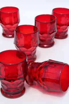 catalog photo of vintage ruby red glass tumblers, Georgian pattern drinking glasses, Viking or Fenton