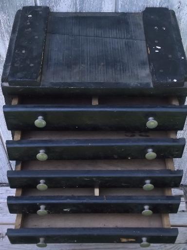 photo of vintage rustic industrial drawers tool box, old antique wood packing crate #10