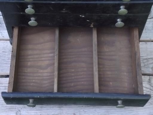 photo of vintage rustic industrial drawers tool box, old antique wood packing crate #12