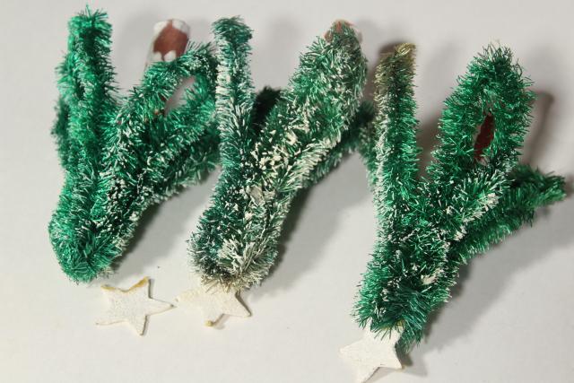 photo of vintage rustic woodland Christmas decorations, bottle brush trees, miniature toadstool mushrooms #12