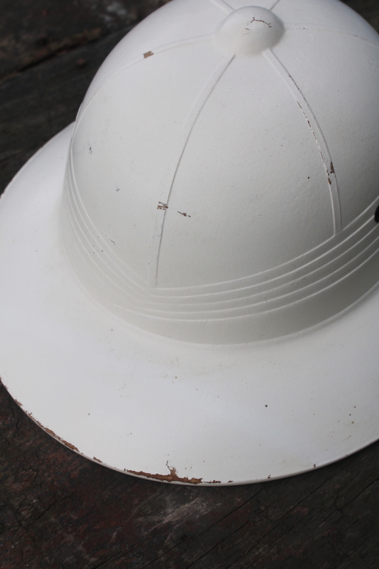 photo of vintage safari hat, pith helmet, tropical sun helmet in white  #2