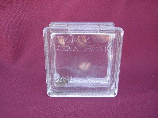 photo of vintage salesman's sample size glass window block coin bank #1