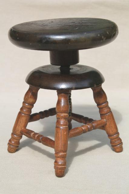 photo of vintage salesman's sample working wood piano stool, miniature toy furniture, doll sized #2