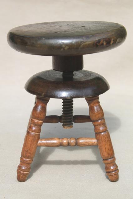 photo of vintage salesman's sample working wood piano stool, miniature toy furniture, doll sized #3