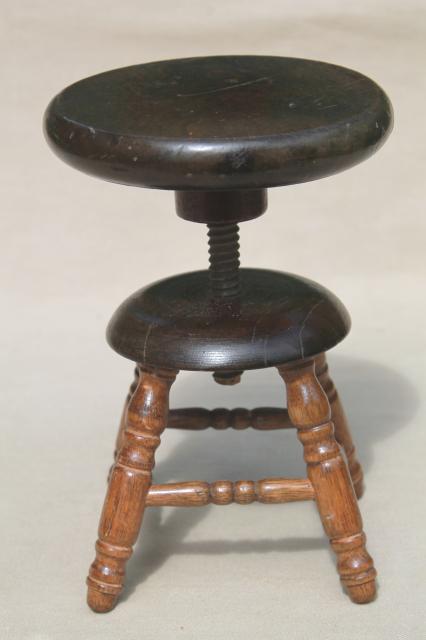 photo of vintage salesman's sample working wood piano stool, miniature toy furniture, doll sized #7