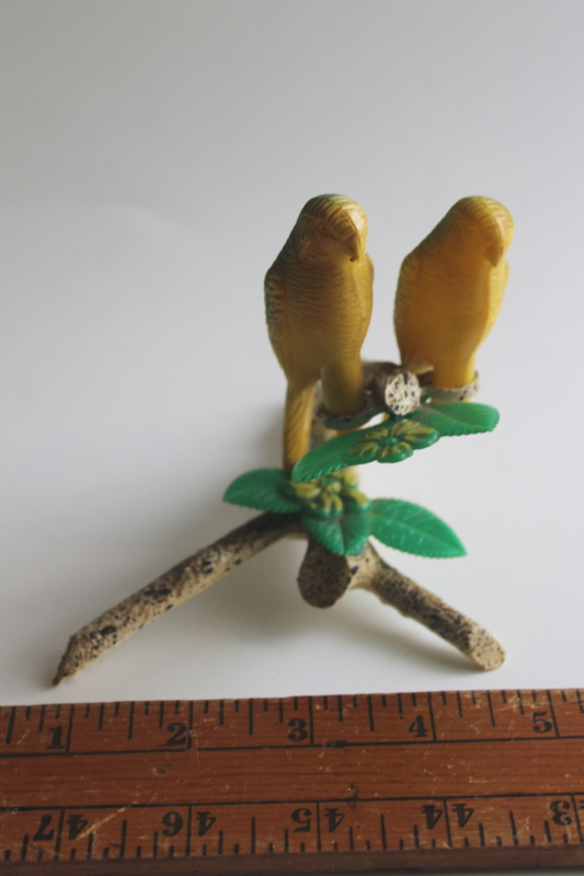 photo of vintage salt and pepper shakers, plastic parakeets or parrot birds on a branch  #1