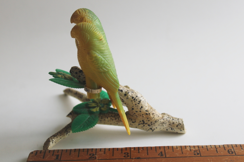 photo of vintage salt and pepper shakers, plastic parakeets or parrot birds on a branch  #2