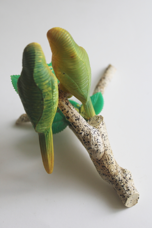 photo of vintage salt and pepper shakers, plastic parakeets or parrot birds on a branch  #5