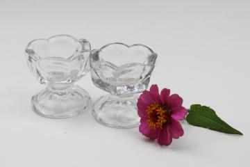 catalog photo of vintage salt cellars, colonial panel pattern glass salts, footed shape salt dishes