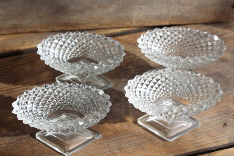 photo of vintage salt dips, individual salt cellars Westmoreland English hobnail pattern glass salts #1