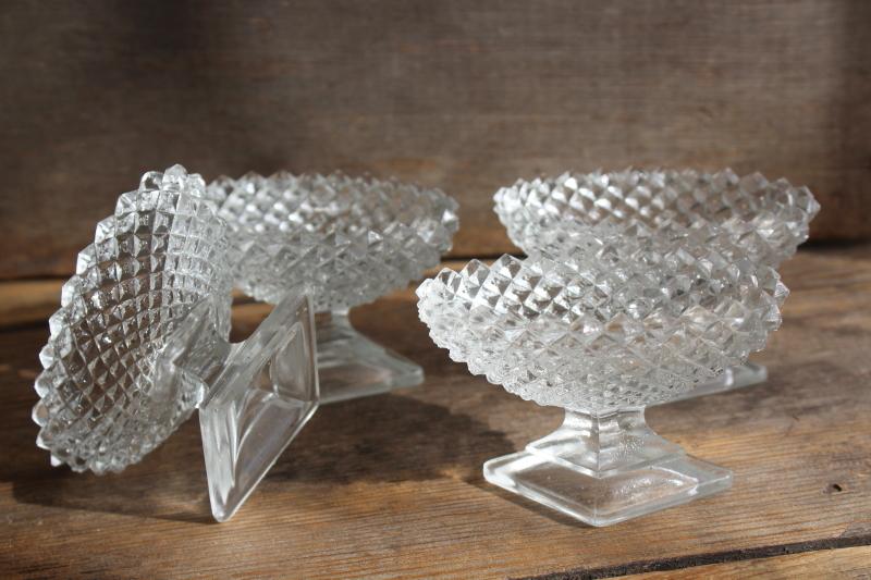 photo of vintage salt dips, individual salt cellars Westmoreland English hobnail pattern glass salts #2