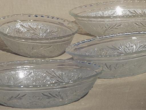 photo of vintage sandwich glass oval bowls, Anchor Hocking sandwich pattern glass #1