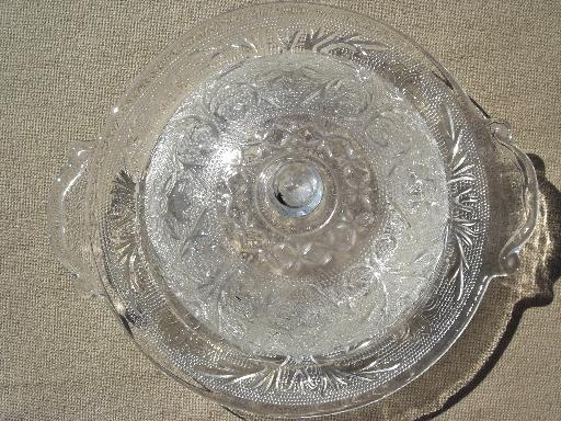 photo of vintage sandwich pattern glass, round dome covered butter dish in crystal #2